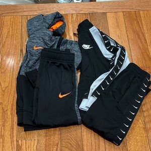 Nike Kids Black and Gray Matching Hoodie & Joggers Set with Orange Accents